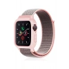Apple Watch 42mm Hasırlı Cırtcırtlı Kasalı Kordon - Pembe