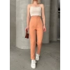 Beli lastikli karamel pantolon