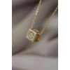 Gold Renk Zirkon Taşlı Küp Model C Harfli Kolye