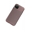 iPhone 11 Pro Max Kılıf Auto Focus Karbon Kapak - Kahverengi