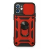 iPhone 12 Mini Kılıf Pars Lens Yüzüklü Silikon - Kırmızı