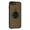 iPhone 7 Plus Kılıf Montreal Yüzüklü Silikon Kapak - Siyah