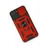 iPhone 7 Plus Kılıf Pars Lens Yüzüklü Silikon - Kırmızı