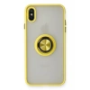 iPhone X Kılıf Montreal Yüzüklü Silikon Kapak - Sarı