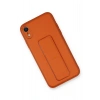 iPhone XR Kılıf Coco Deri Standlı Kapak - Turuncu