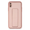 iPhone XS Max Kılıf Coco Deri Standlı Kapak - Pembe