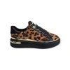 K732510 Yüksek Taban Leopar Desenli Kadın Sneaker Siyah Leopar
