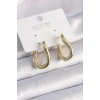 Pirinç Gold Renk Halka Model Kadın Küpe