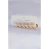 Pirinç Gold Renk Oval Küpe Seti