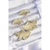 Pirinç Gold Renk Tırtıklı Yaprak Model Sallantılı Küpe
