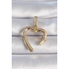 Pirinç Gold Renk Zirkon Taş Detaylı Kalp Figür Ajda Charm