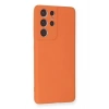 Samsung Galaxy S21 Ultra Kılıf Nano içi Kadife Silikon - Turuncu