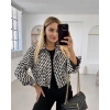 Zigzag Desenli Crop Kadın Ceket