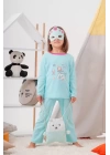 Deniz Kızı Desenli Çanta Ve Maskeli % 100 Pamuk Kız Çocuk Pijama Takımı