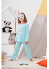 Deniz Kızı Desenli Çanta Ve Maskeli % 100 Pamuk Kız Çocuk Pijama Takımı