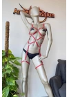 Kırmızı Deri Vücut Harness