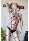 Kırmızı Deri Vücut Harness