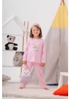 Unicorn Desenli Çanta Ve Maskeli % 100 Pamuk Kız Çocuk Pijama Takımı