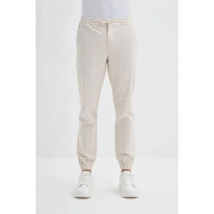 0004 Düğme Kapamalı Beli ve Paçası Lastikli Jogger Erkek Pantolon EKRU