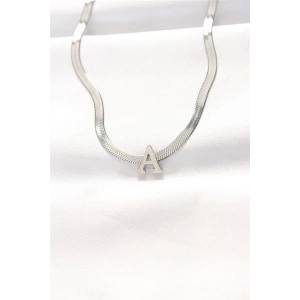 316L Çelik A Harfli Silver Renk İtalyan Zincirli Kolye