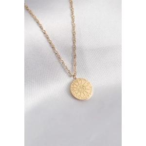 316L Çelik Gold Renk Burçlar İşleme Kadın Kolye
