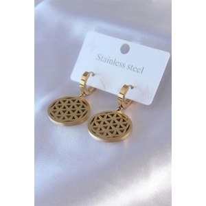 316L Çelik Gold Renk Lotus Model Kadın Küpe