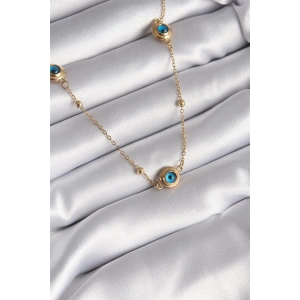 316L Çelik Gold Renk Nazar Boncuk Model Kadın Kolye