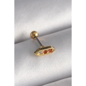 316L Çelik Gold Renk Turuncu Zirkon Taşlı Tragus Piercing