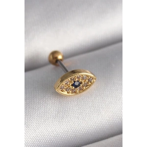 316L Çelik Gold Renk Zirkon Taşlı Göz Tragus Piercing