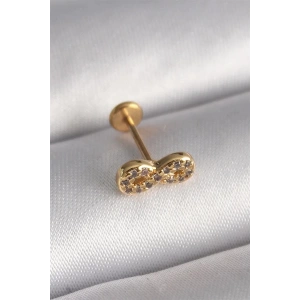 316L Çelik Gold Renk Zirkon Taşlı Sonsuzluk Model Tragus Piercing