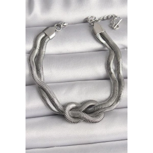 316L Çelik Gümüş Renk Düğüm Model Kadın Bileklik