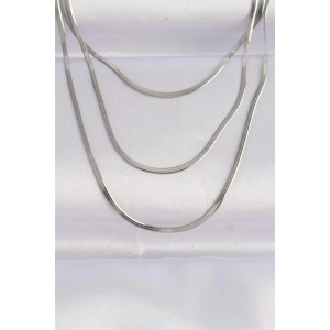 316L Çelik Gümüş Renk İtalyan Zincir Çoklu Kolye