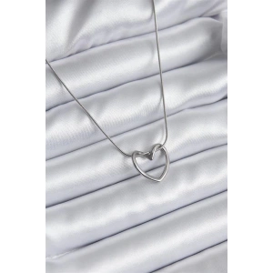 316L Çelik Gümüş Renk Kalp Model Kadın Kolye