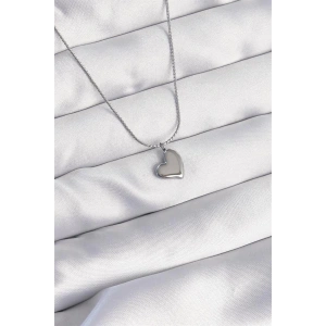 316L Çelik Gümüş Renk Minimal Kalp Tasarımlı Kolye
