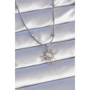 316L Çelik Gümüş Renk Sedefli Yıldız Model Kolye