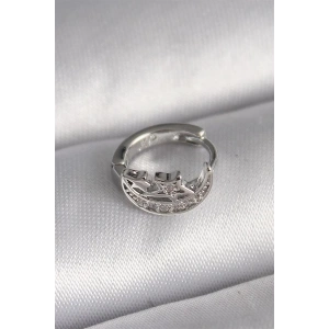 316L Çelik Gümüş Renk Zirkon Taşlı Ay Yıldız Model Tragus Piercing
