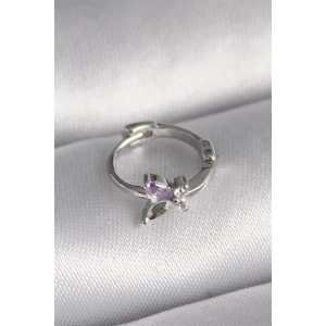 316L Çelik Gümüş Renk Zirkon Taşlı Kelebek Model Tragus Piercing