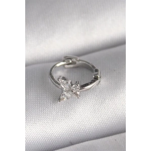 316L Çelik Gümüş Renk Zirkon Taşlı Kelebek Model Tragus Piercing
