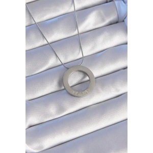 316L Çelik Gümüş Renk Zirkon Taşlı Model Kolye