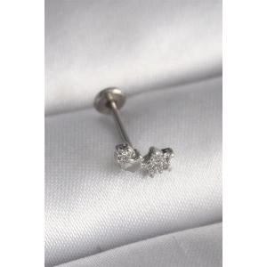 316L Çelik Gümüş Renk Zirkon Taşlı Yıldız Model Tragus Piercing
