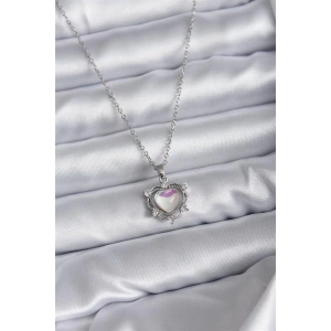 316L Çelik Zincir Gümüş Renk Kalp Model Kadın Kolye