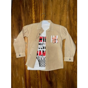 4-8 Yaş Tişört Gömlek Kombini Vizon