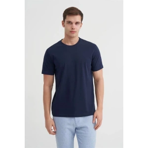 4623 Bisiklet Yaka Basıc Erkek T-Shirt Lacivert