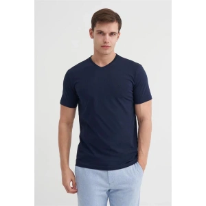 4624 Basıc V Yaka Erkek T-Shirt Lacivert