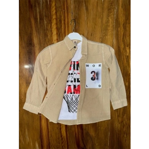 9-13 Yaş Tişört Gömlek Kombini Vizon