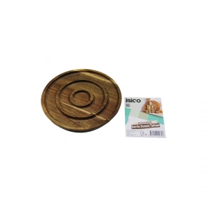 Akasya Yuvarlak  2 Bölmeli=1+1  Ahşap Servis Sunum Tepsi - Tahtası  20 X 1.4cm