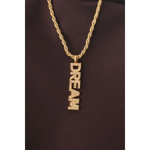 Altın Renk Zirkon Taşlı Rüya Yazılı Kolye