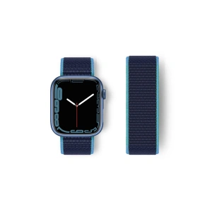 Apple Watch 38mm Hasırlı Cırtcırtlı Kordon - Mavi-Lacivert