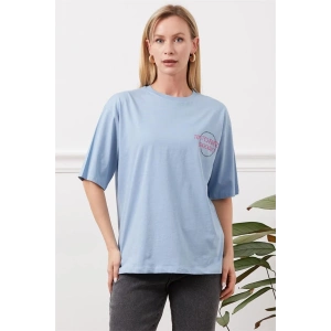 Baskılı tişört mavi