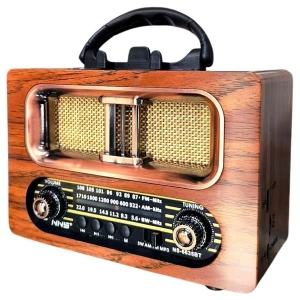 Büyük Boy Retro, Nostaljik, Ahşap Tasarım Bluetooth Hoparlörlü, Şarjlı, Taşınabilir Fm/am Destekli Radyo Ns-6635